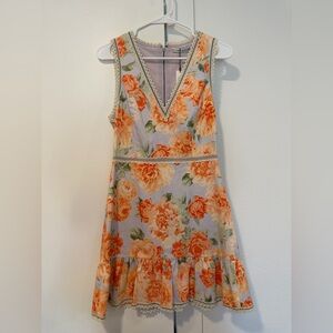 Alice + Olivia Orange and Cream Floral Mini Dress - NWT